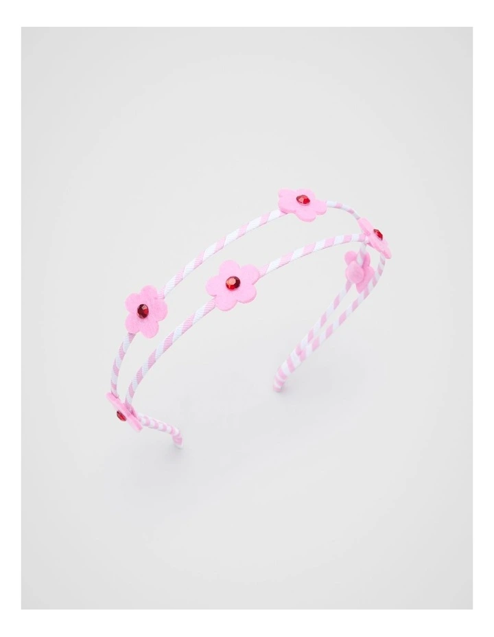 Felt Flower Double Headband in Candy Pink image 1