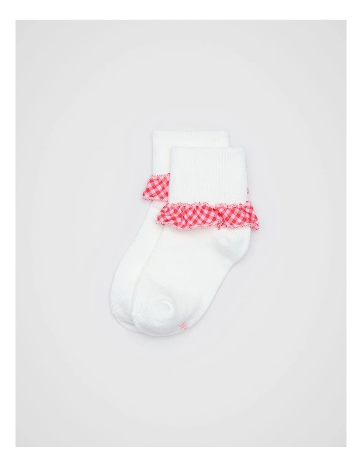 Gingham Frill Socks in Multi image 1