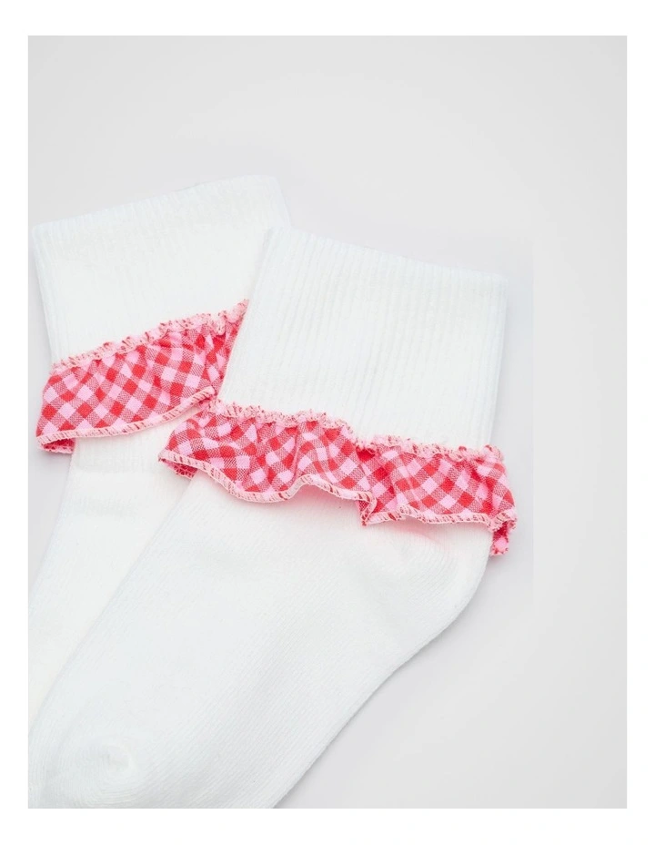 Gingham Frill Socks in Multi image 2