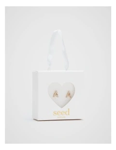 Initial Clip On Earrings - A