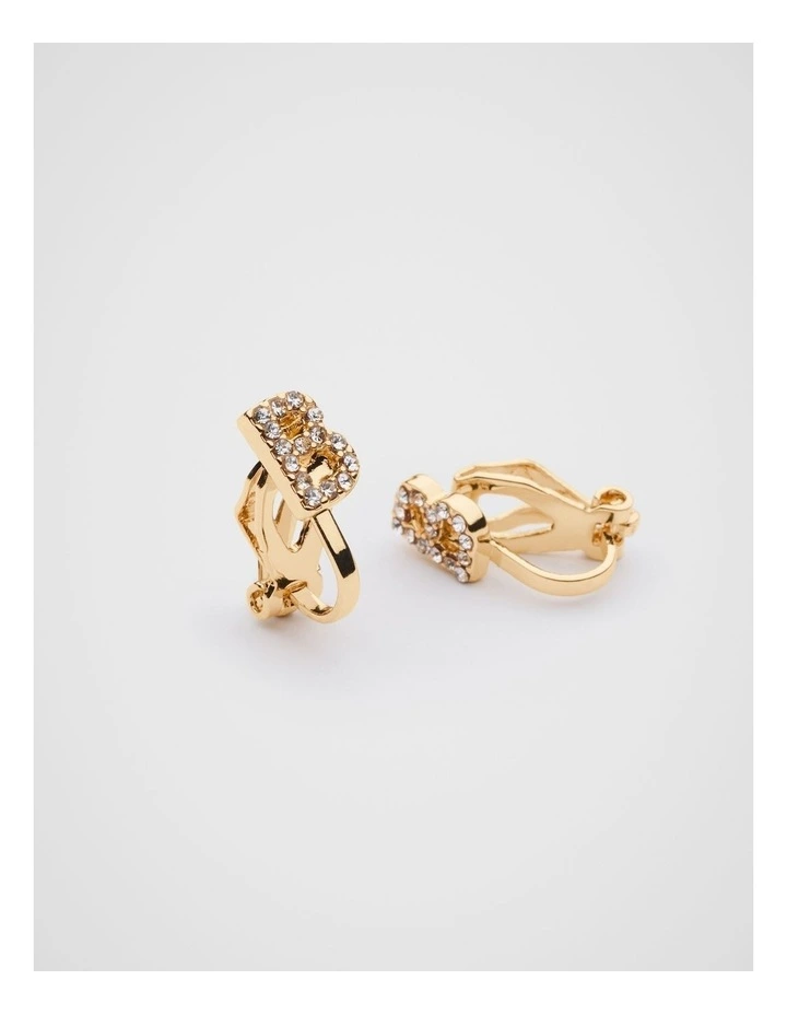 Initial Clip On Earrings - B image 2