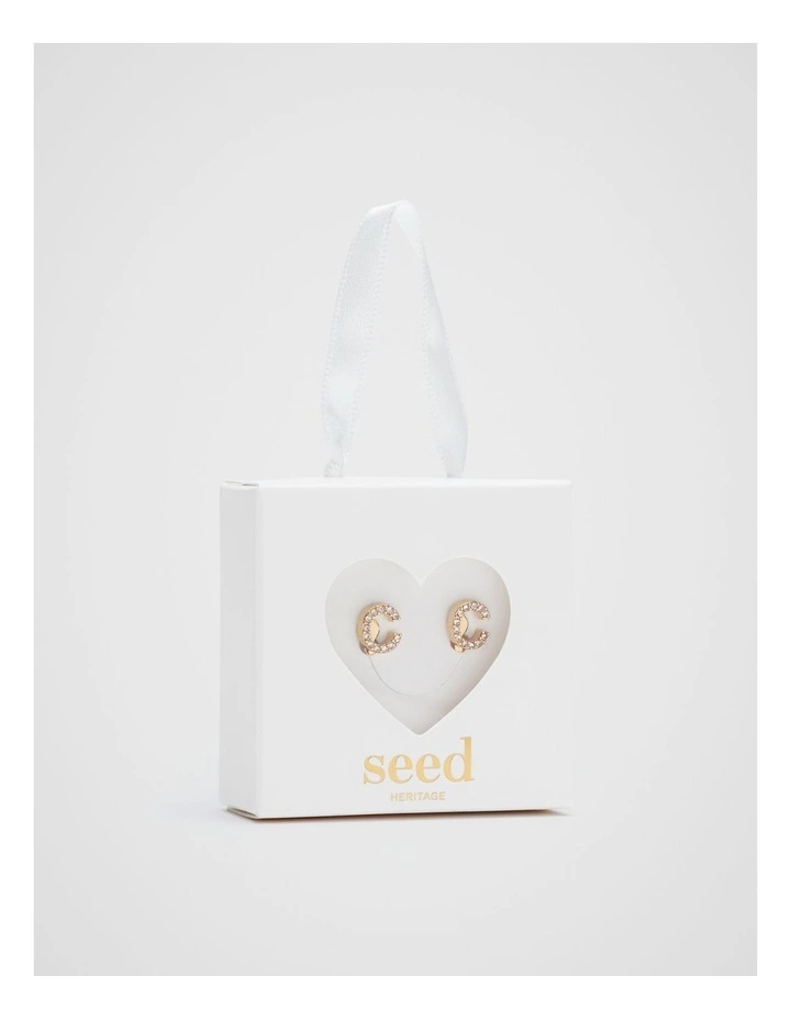 Initial Clip On Earrings - C image 1