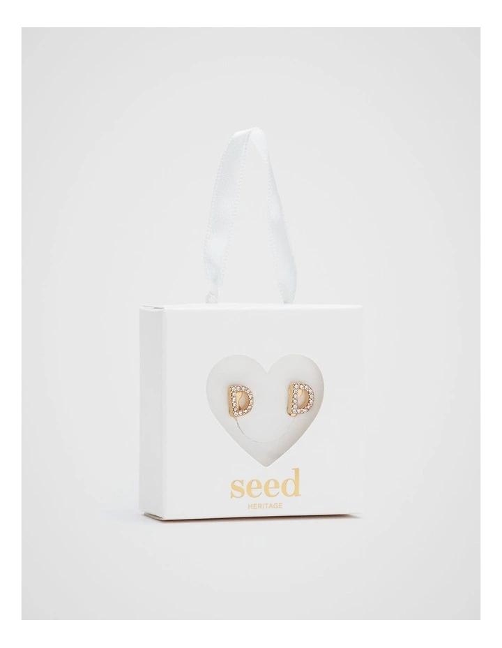 Initial Clip On Earrings - D image 1