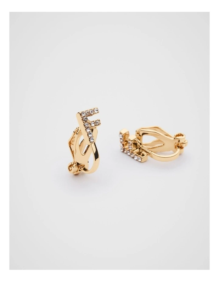 Initial Clip On Earrings - F image 2