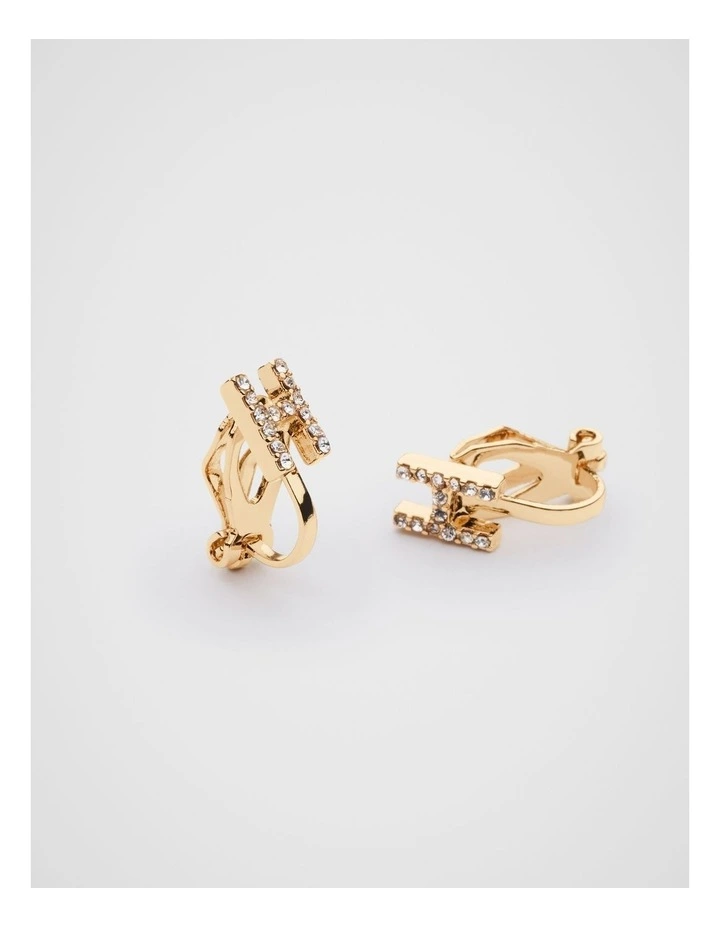 Initial Clip On Earrings - H image 2