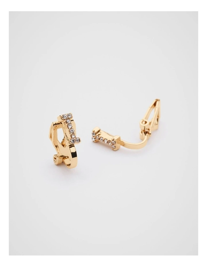 Initial Clip On Earrings - I image 2