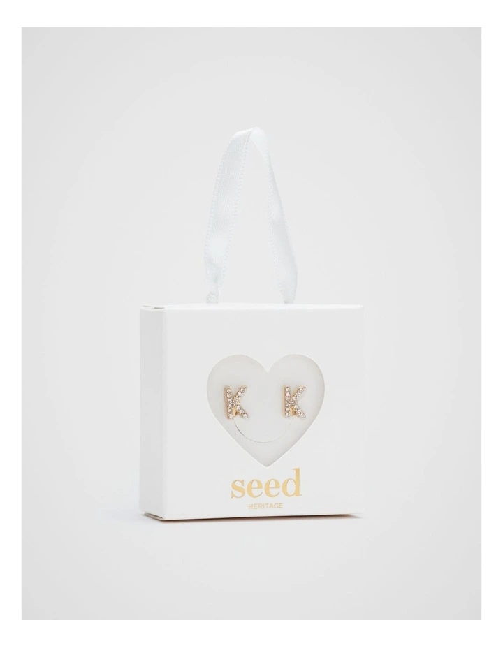 Initial Clip On Earrings - K image 1