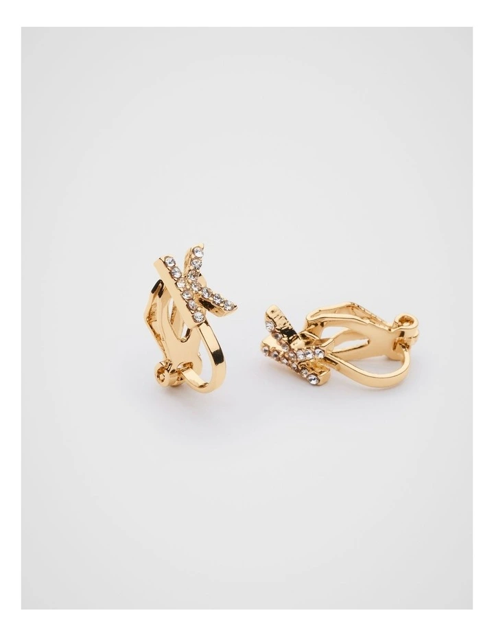 Initial Clip On Earrings - K image 2