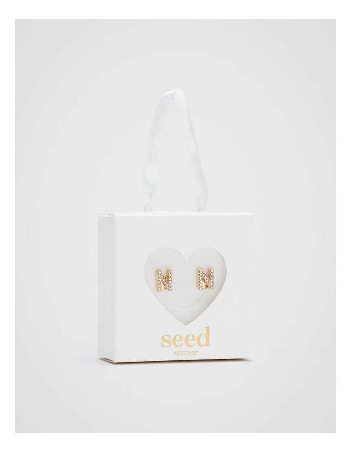 Initial Clip On Earrings - N image 1