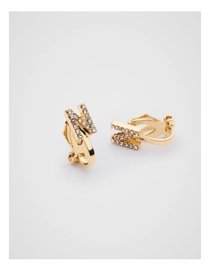 Initial Clip On Earrings - N image 2