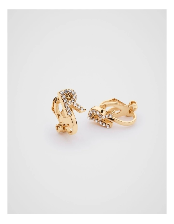 Initial Clip On Earrings - R image 2