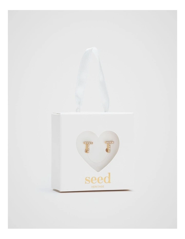 Initial Clip On Earrings - T image 1