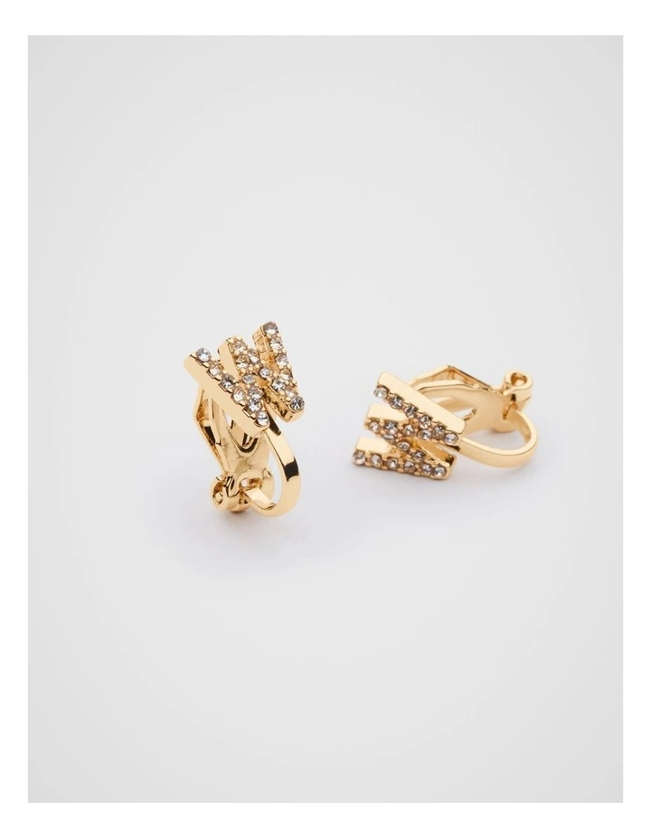 Initial Clip On Earrings - W image 2