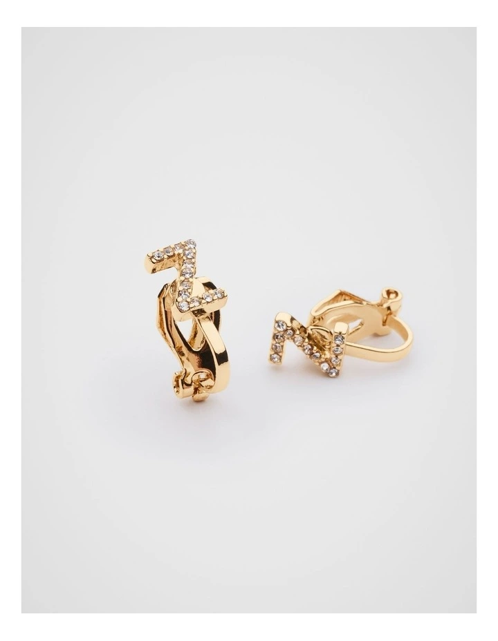 Initial Clip On Earrings - Z image 2