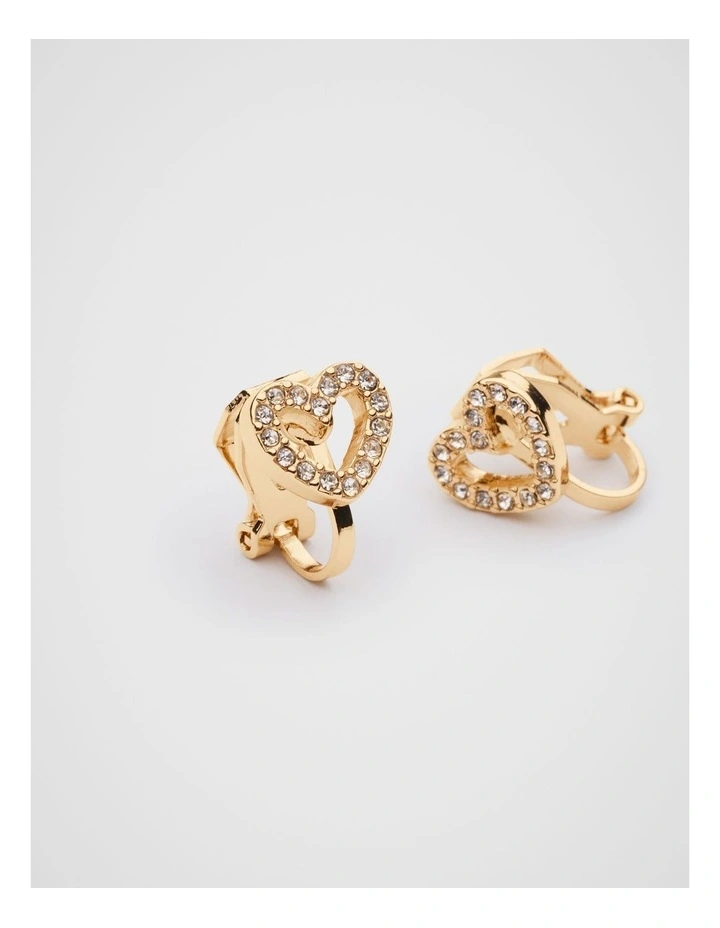 Initial Clip On Earrings - HEART image 2