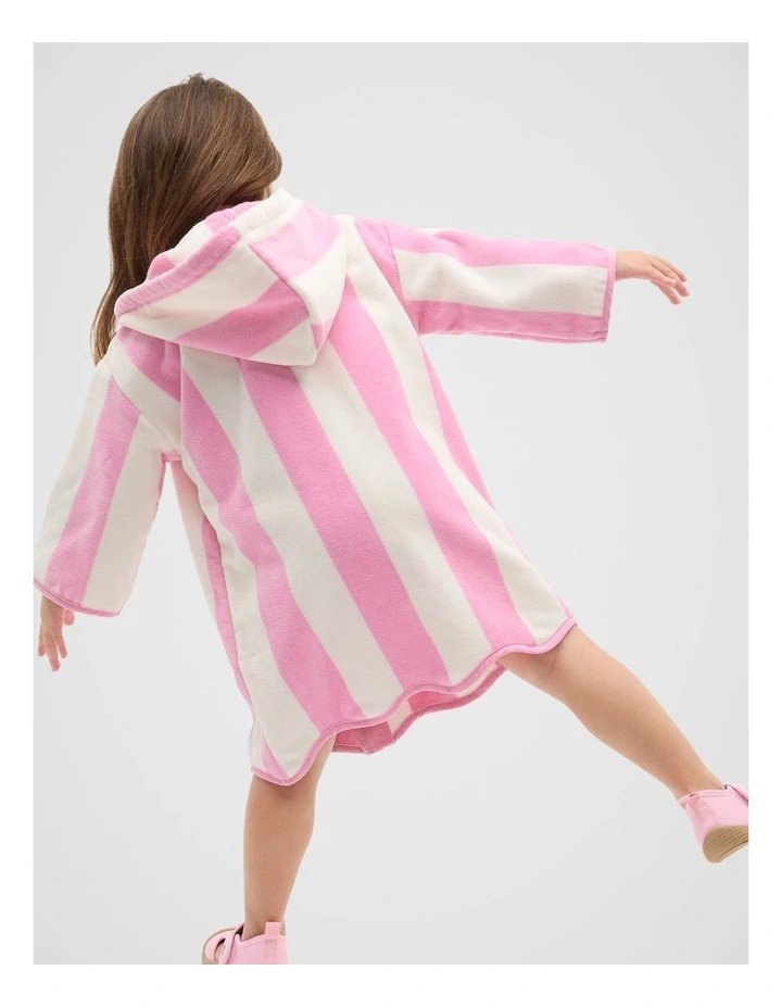 Swim Zip Poncho in Candy Pink Stripe image 2