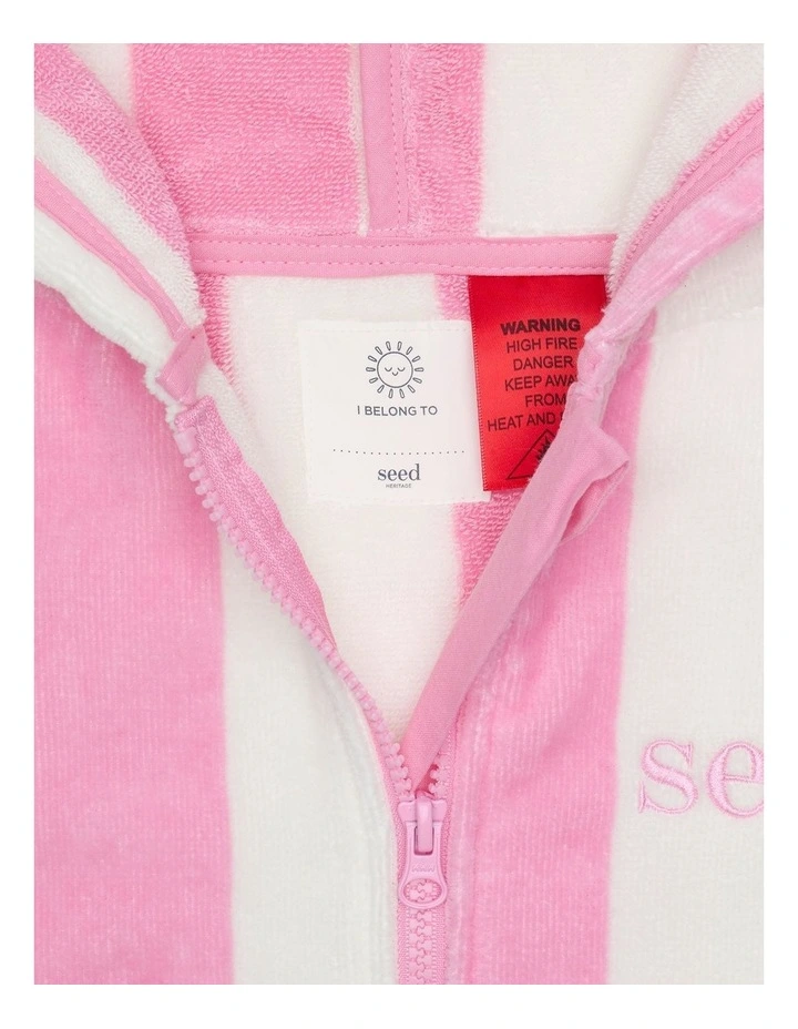 Swim Zip Poncho in Candy Pink Stripe image 4