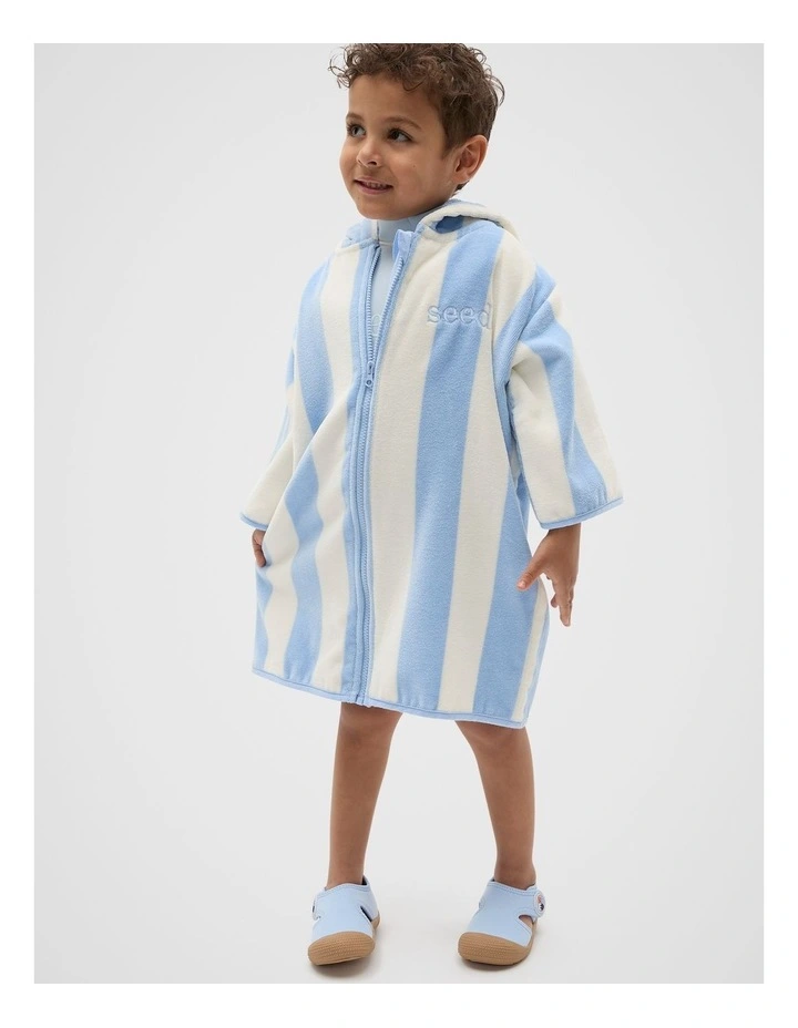 Swim Zip Poncho in Luna Blue Stripe image 3