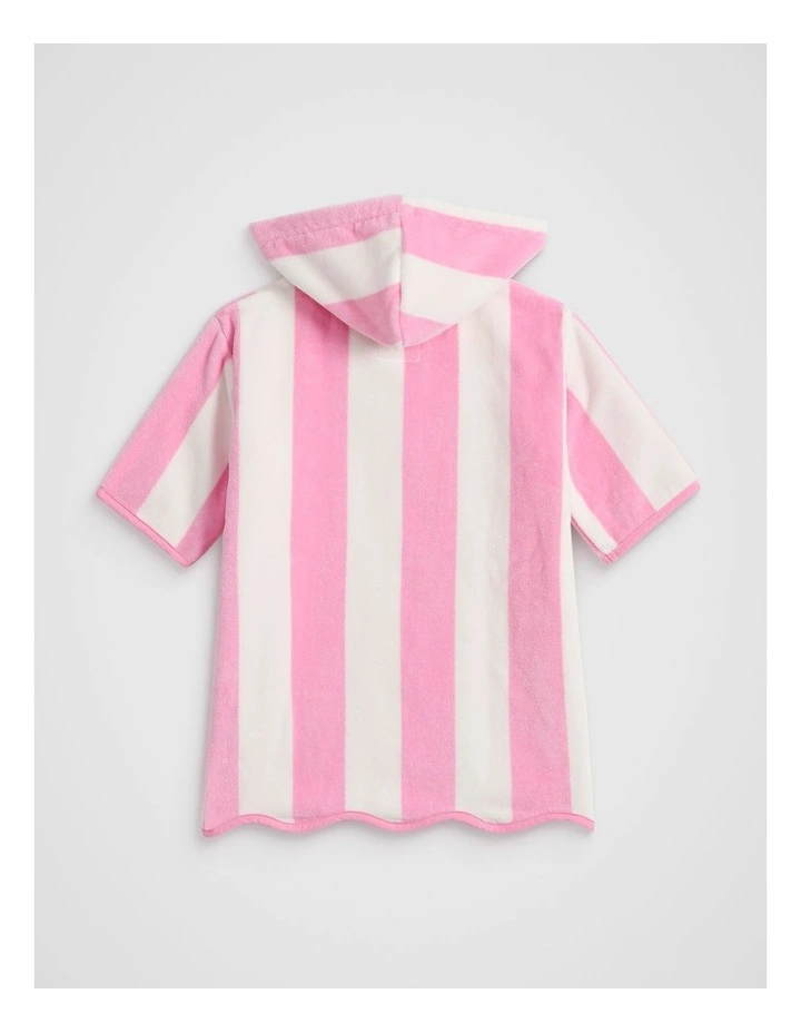 Mini Swim Zip Poncho in Candy Pink Stripe image 2