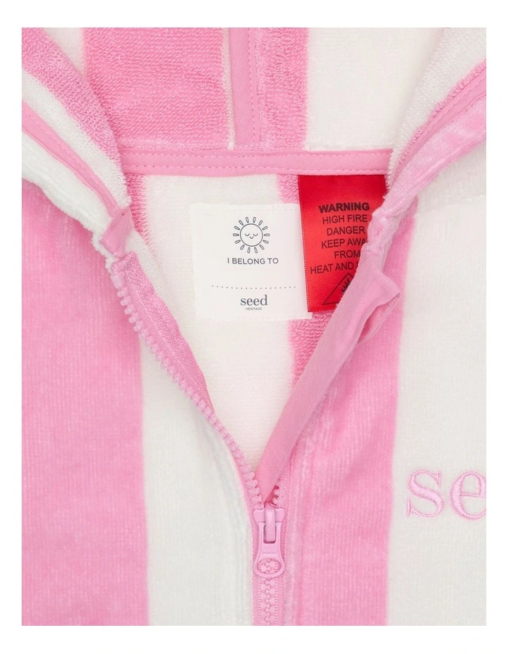 Mini Swim Zip Poncho in Candy Pink Stripe image 3