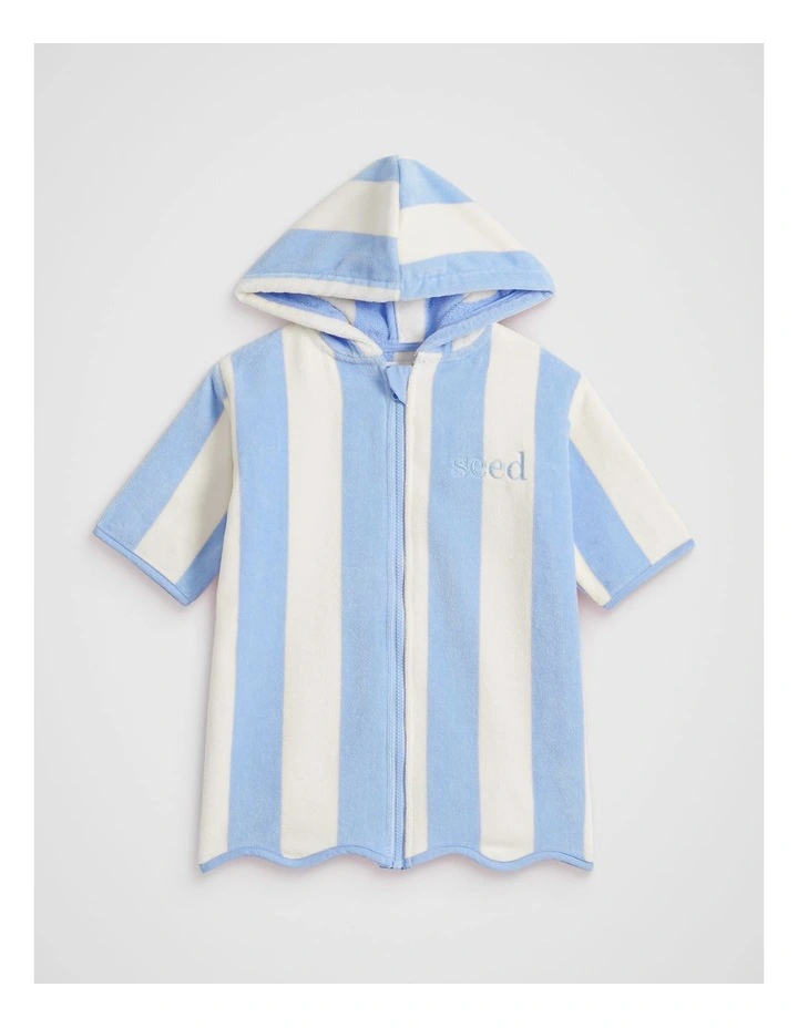 Mini Swim Zip Poncho in Luna Blue Stripe image 1