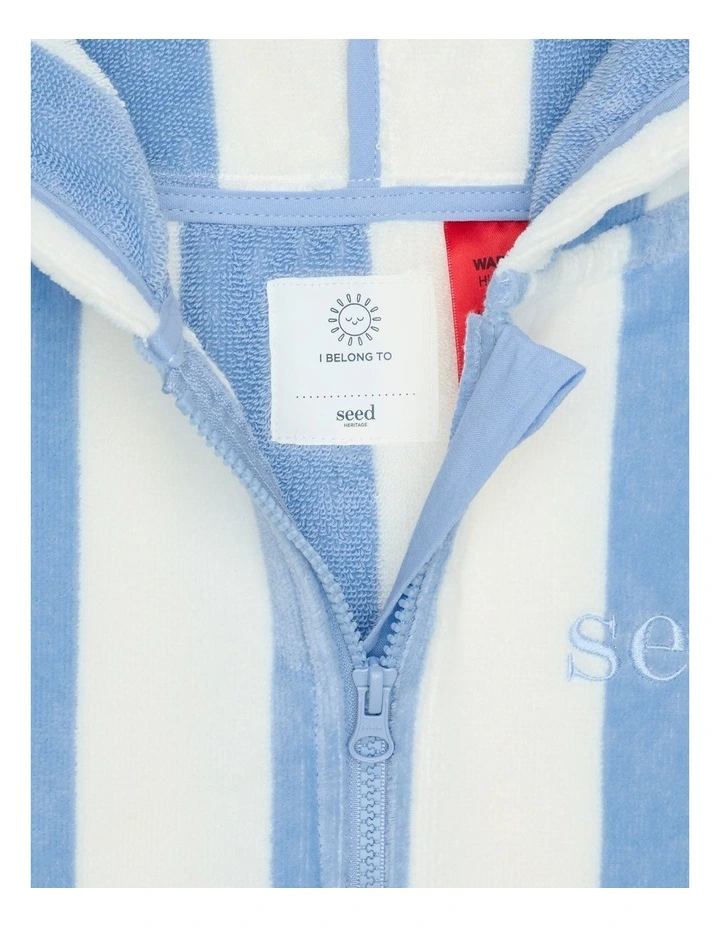 Mini Swim Zip Poncho in Luna Blue Stripe image 3