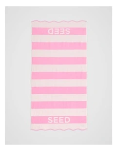 Beach Towel in Candy Pink Stripe