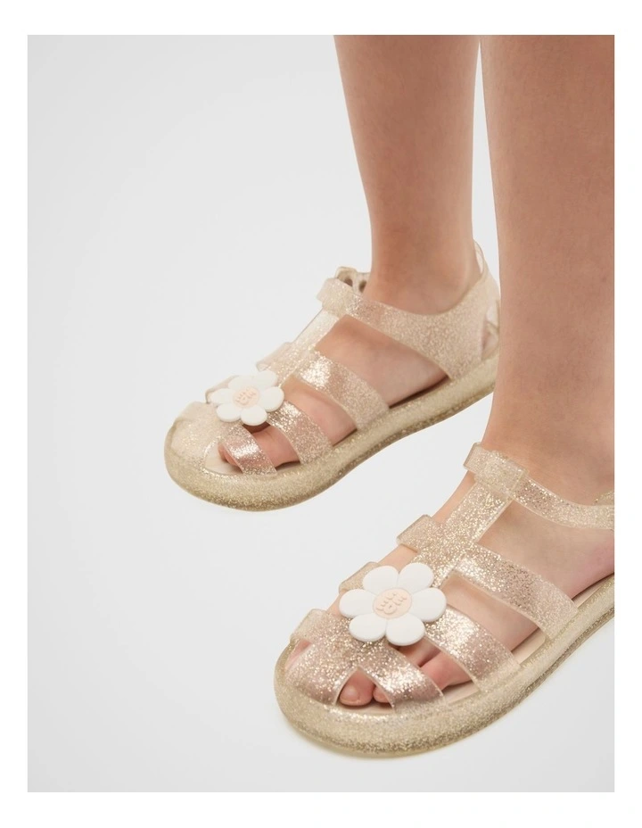 Daisy Jelly Sandal in Gold Glitter image 2