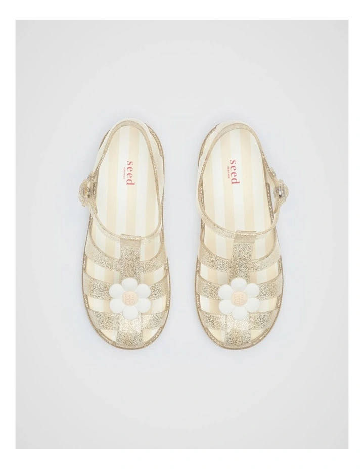 Daisy Jelly Sandal in Gold Glitter image 3