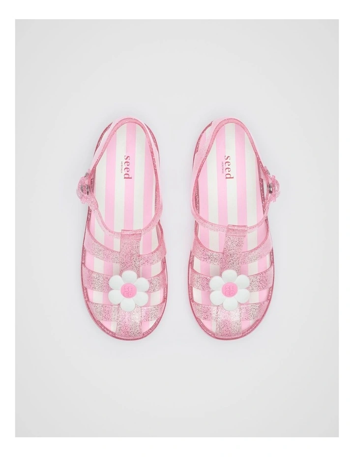 Daisy Jelly Sandal in Pink Glitter image 3