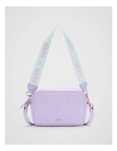 Flower Embroidered Camera Bag in Lavender