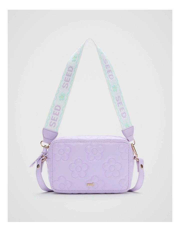 Flower Embroidered Camera Bag in Lavender image 1