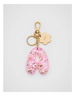 Glitter Initial Bag Charm - A
