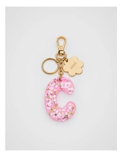 Glitter Initial Bag Charm - C