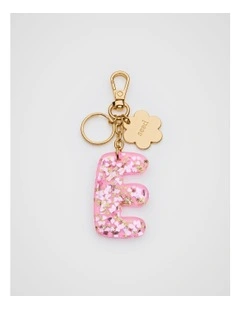 Glitter Initial Bag Charm - E