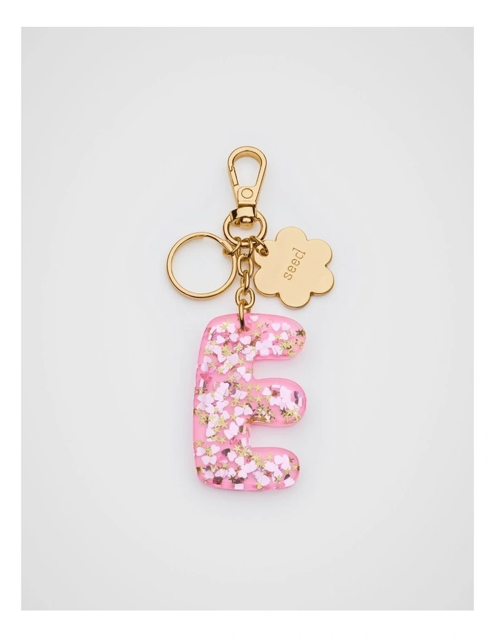 Glitter Initial Bag Charm - E image 1