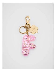 Glitter Initial Bag Charm - F