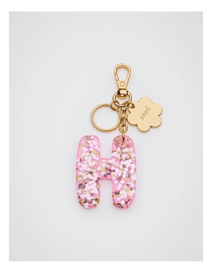 Glitter Initial Bag Charm - H image 1