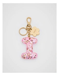 Glitter Initial Bag Charm - I