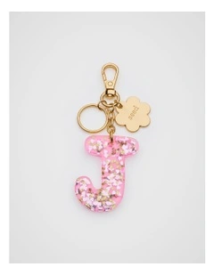 Glitter Initial Bag Charm - J