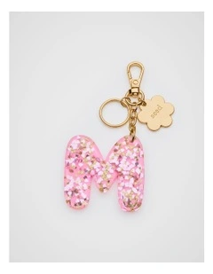 Glitter Initial Bag Charm - M