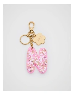 Glitter Initial Bag Charm - N