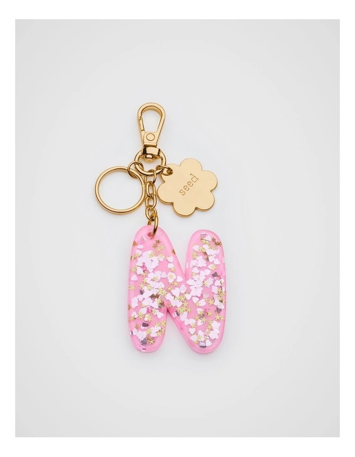 Glitter Initial Bag Charm - N image 1