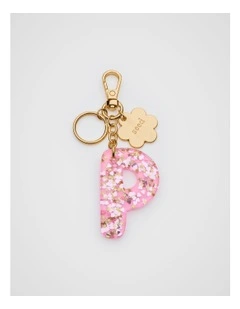 Glitter Initial Bag Charm - P