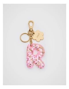 Glitter Initial Bag Charm - R