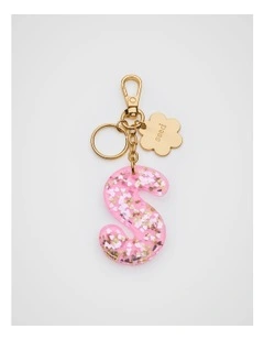 Glitter Initial Bag Charm - S