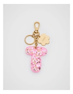 Glitter Initial Bag Charm - T