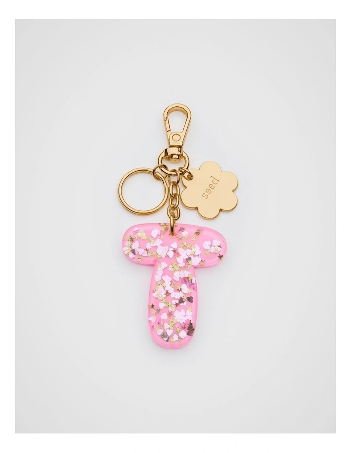 Glitter Initial Bag Charm - T image 1