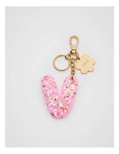 Glitter Initial Bag Charm - V