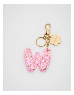 Glitter Initial Bag Charm - W